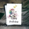 Whimsical unicorn blowing dandelion seeds
