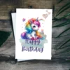 Printable cute unicorn card for birthdays