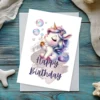 Fantasy unicorn card for kids’ birthdays
