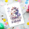 Printable Unicorn Birthday Card Soap Bubbles | Instant Download