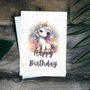 Magical unicorn with flowers and sparkles
