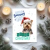 Cute Yorkie printable holiday card with snow and cheerful message