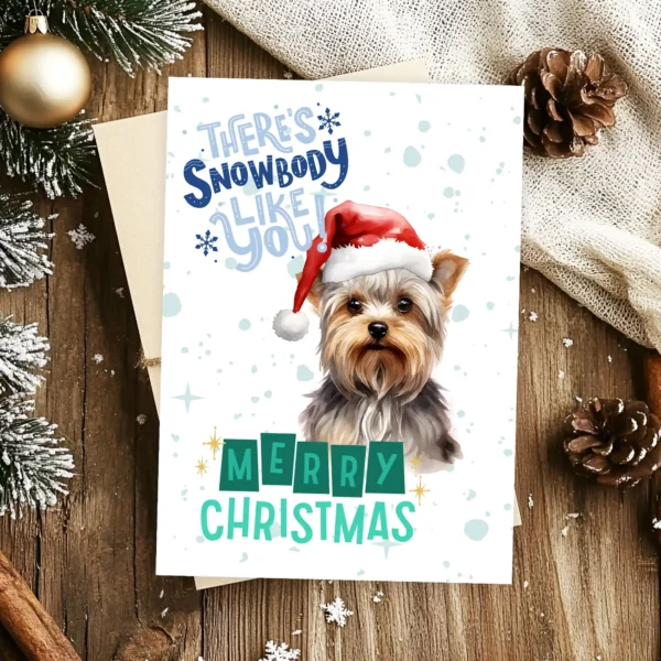 Yorkshire Terrier Christmas card for dog lovers – instant digital download