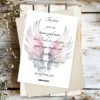 Printable card showing angel wings and a quote from John 16:22, emphasizing hope and joy after grief.