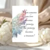 Printable sympathy card with angel wings and the quote, "When someone you love becomes a memory, the memory becomes a treasure."