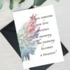Sympathy card showcasing angel wings and the quote, "When someone you love becomes a memory, the memory becomes a treasure."