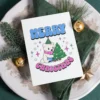 Merry Christmas card showcasing a joyful polar bear, designed for Transgender inclusivity and holiday cheer.