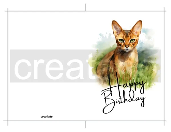 Printable Abyssinian Cat Birthday Card | Instant Download
