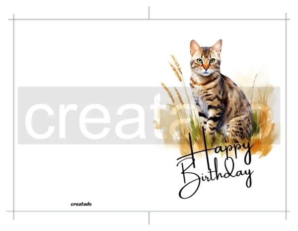 Printable Bengal Cat Birthday Card | Instant Download