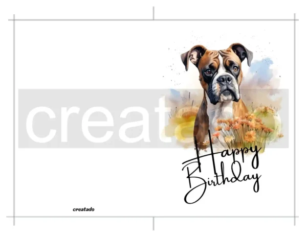Printable Boxer Dog Birthday Card | Instant Download