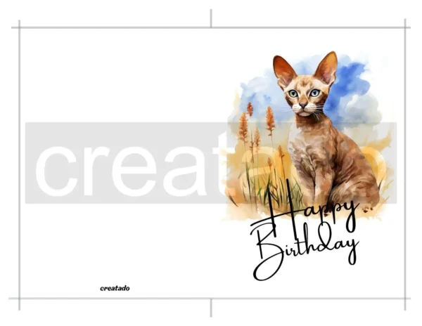 Printable Cornish Rex Birthday Card | Instant Download