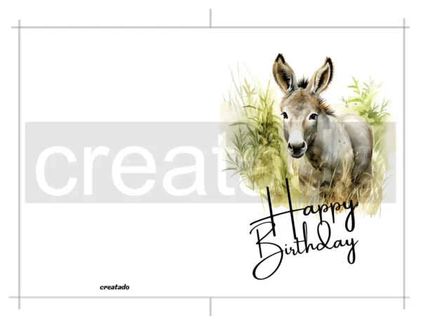 Printable Donkey Birthday Card | Instant Download