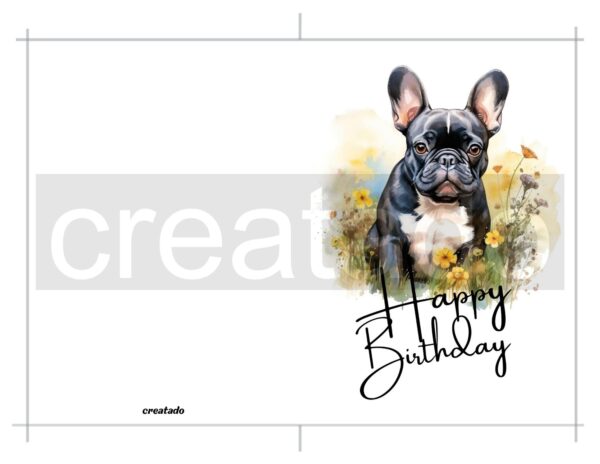 Printable French Bulldog Birthday Card | Instant Download