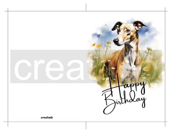 Printable Greyhound Birthday Card | Instant Download