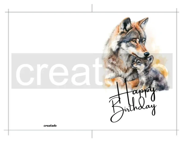 Printable Wolf Birthday Card | Instant Download #01