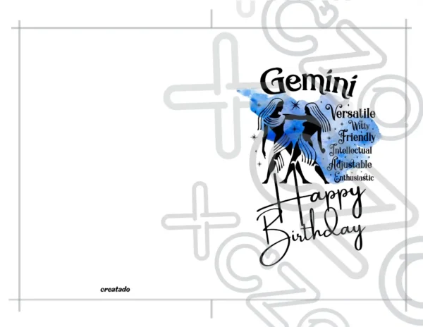 Printable Gemini Birthday Card | Instant Download