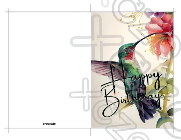 Printable Hummingbird Birthday Card | Instant Download #01