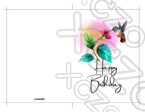Printable Hummingbird Birthday Card Flower | Instant Download #03