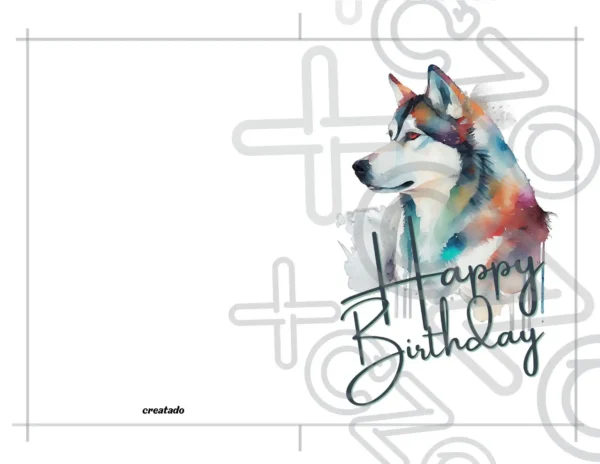 Printable Husky Birthday Card | Instant Download #01
