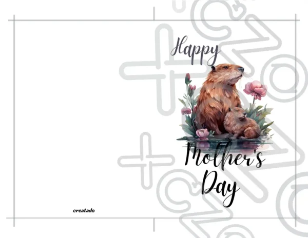 Printable Beaver Mother's Day Card | Instant Download