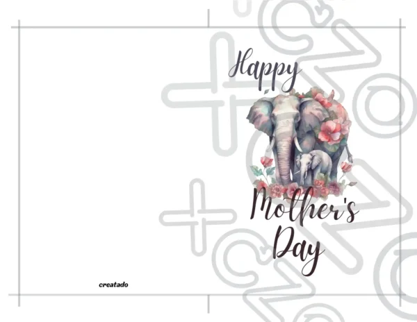 Printable Elephant Mother's Day Card | Instant Download