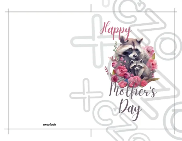 Printable Raccoon Mother's Day Card | Instant Download #01