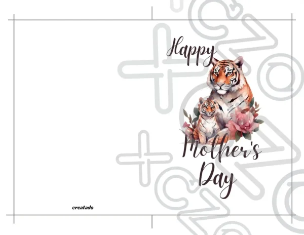 Printable Tiger Mother's Day Card | Instant Download #01