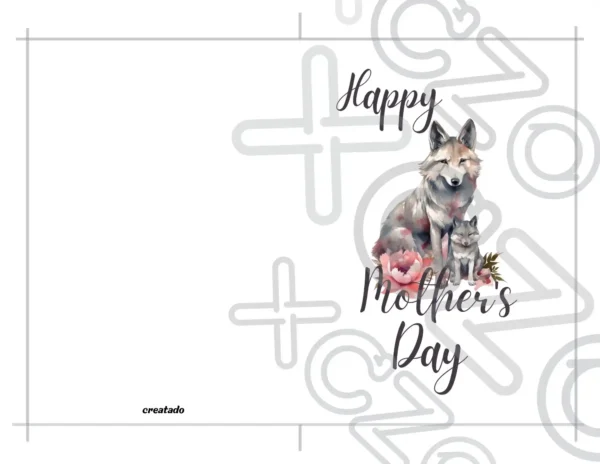 Printable Wolf Mother's Day Card | Instant Download #01