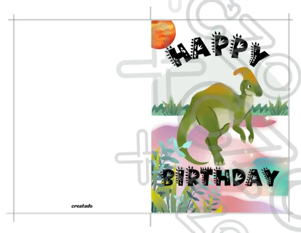 Printable Parasaurolophus Birthday Card for Kids | Instant Download