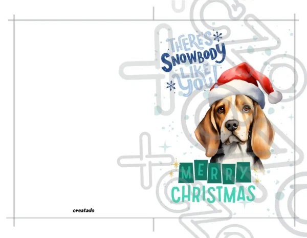 Printable Beagle Christmas Card | Instant Download
