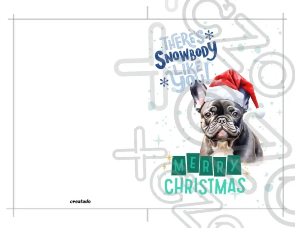 Printable French Bulldog Christmas Card | Instant Download