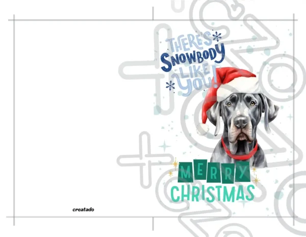 Printable Great Dane Christmas Card | Instant Download