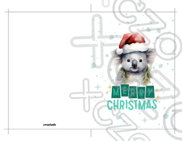 Printable Koala Christmas Card | Instant Download