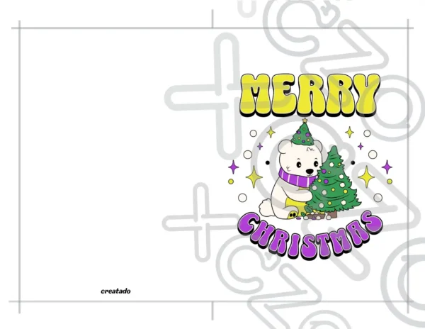 Printable Nonbinary Christmas Card Polar Bear | Instant Download