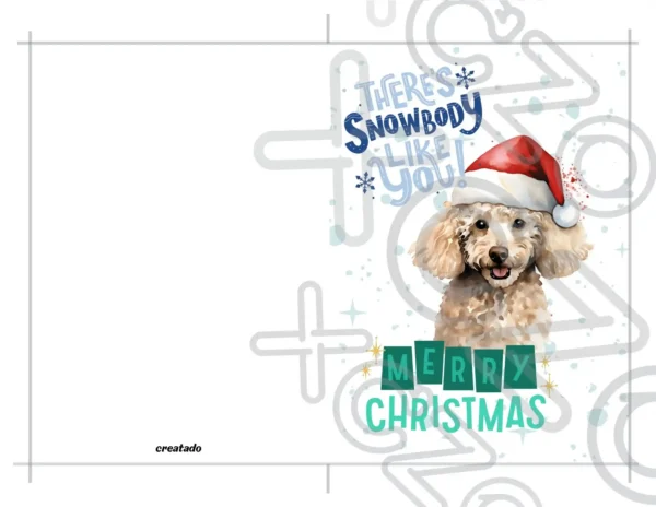 Printable Poodle Christmas Card | Instant Download