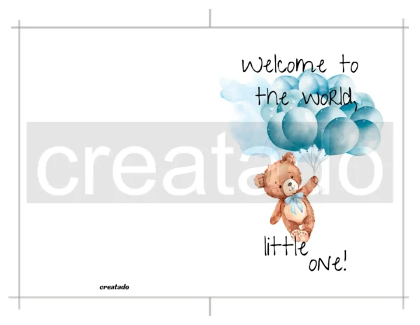 Printable Teddy Bear New Baby Card | Blue Balloons