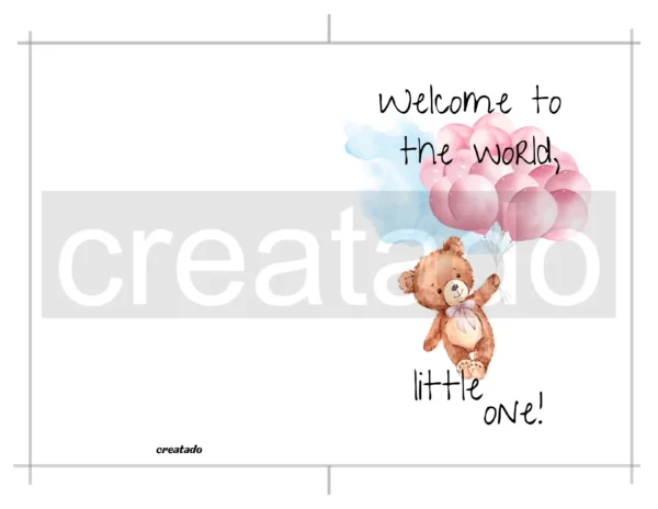 Printable Teddy Bear New Baby Card | Red Balloons