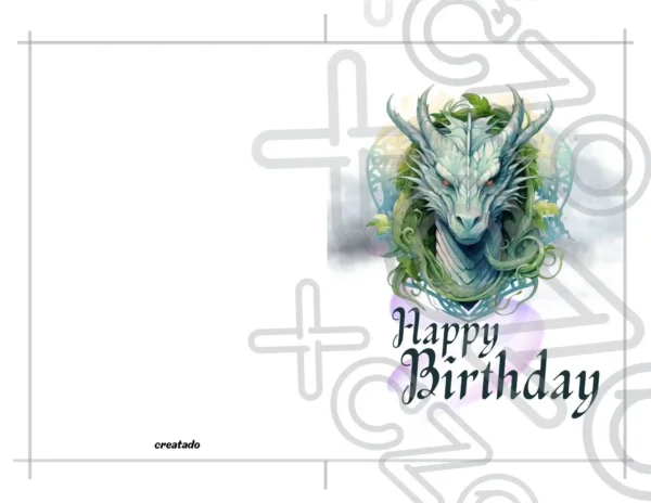 Printable Dragon Birthday Card Celtic Blue | Instant Download