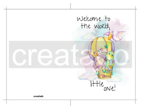 Printable Dinosaurs New Baby Card | Hot Air Balloon