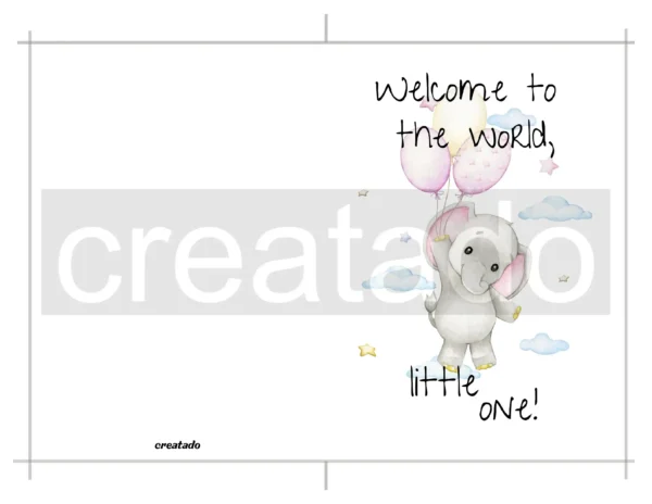 Printable Elephant New Baby Card | Instant Download