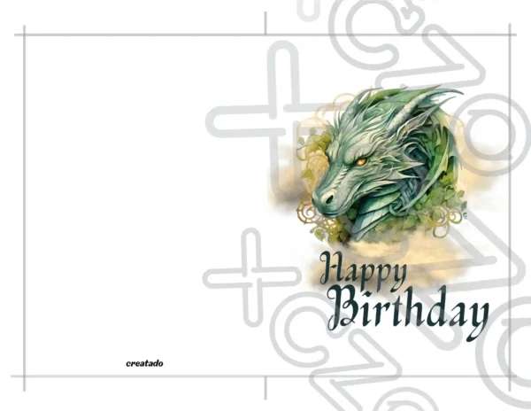 Printable Green Dragon Birthday Card | Instant Download