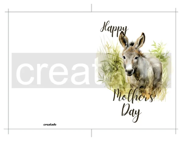 Printable Donkey Mother's Day Card | Instant Download
