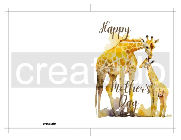 Printable Giraffe Mother's Day Card | Instant Download