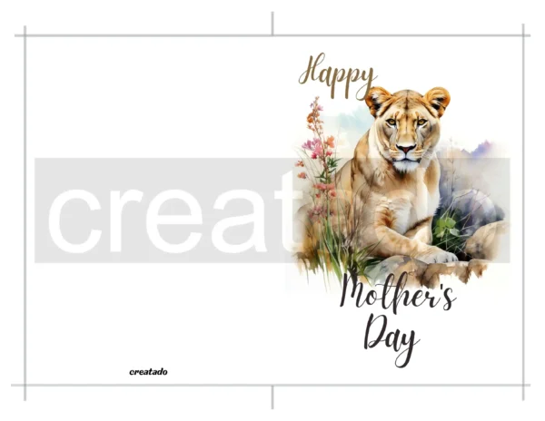 Printable Lioness Mother's Day Card | Instant Download #02