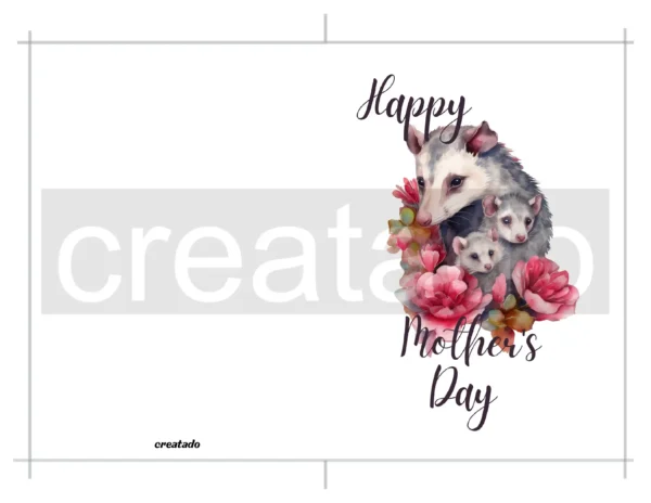 Printable Opossum Mother's Day Card | Instant Download