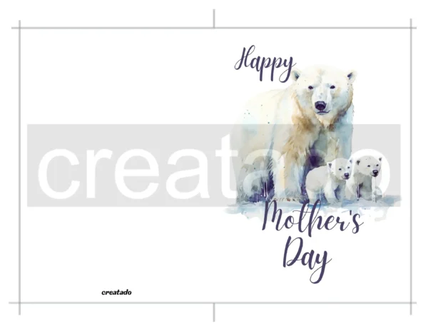 Printable Polar Bear Mother's Day Card | Instant Download
