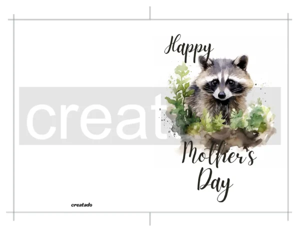 Printable Raccoon Mother's Day Card | Instant Download #02