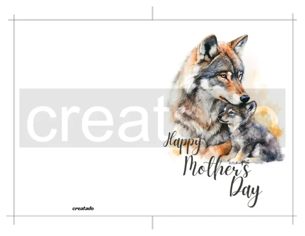 Printable Wolf Mother's Day Card | Instant Download #02