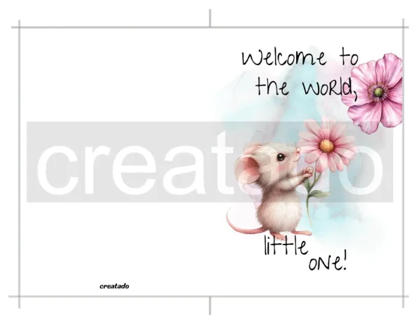 Printable Mouse New Baby Card | Instant Download