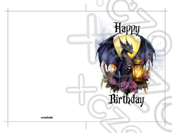 Printable Gothic Dragon Birthday Card | Instant Download